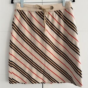Burberry Beige Skirt with Black and Red Stripes